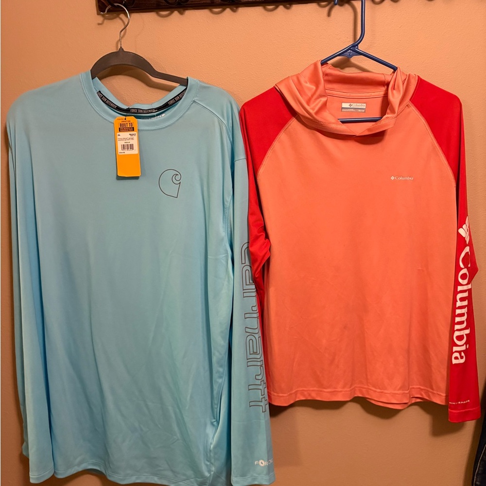 Carhartt and Columbia long sleeve fishing Shirts